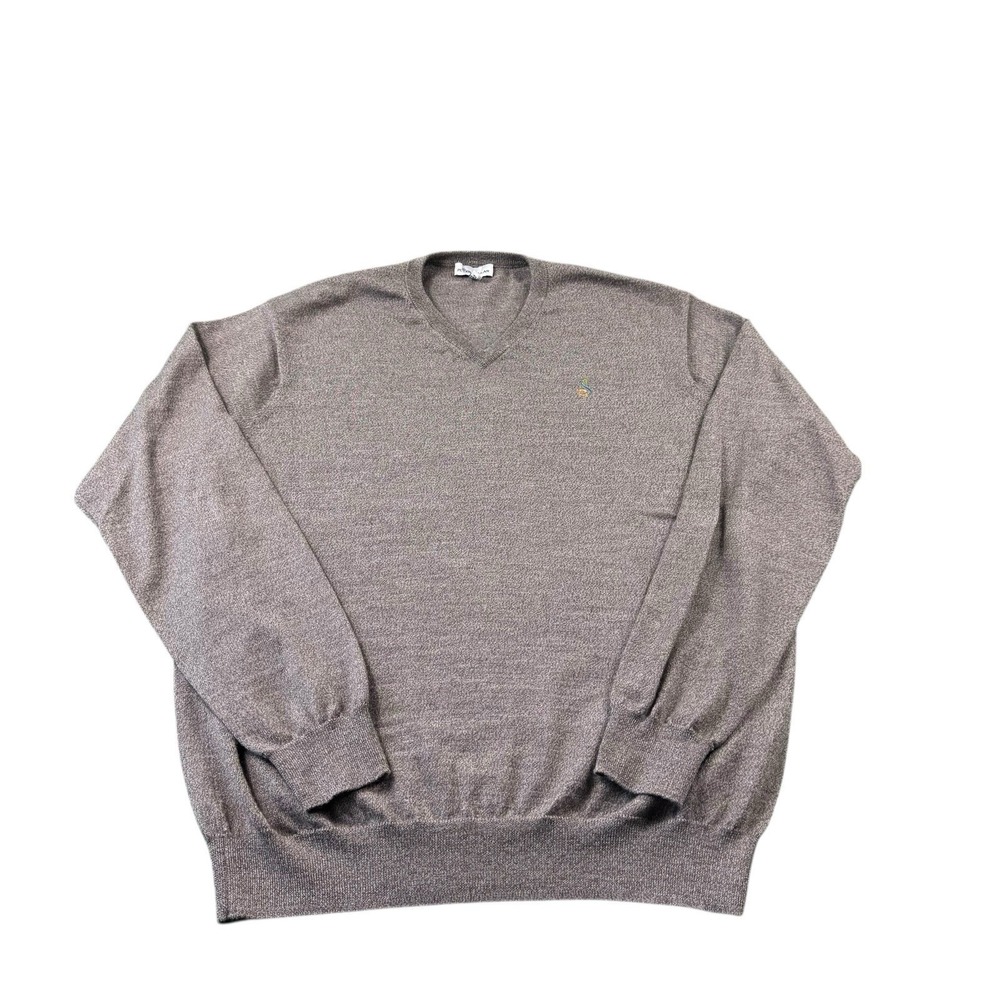 Peter Millar Streamsong Brown Merino Wool Stretch Men's V‎ Neck Sweater Size L